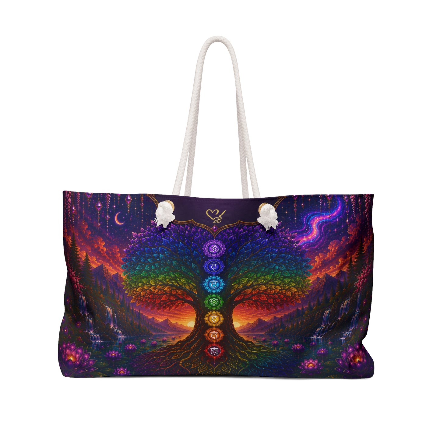 Chakra Tree of Life -Weekender Bag — Psychedelic Rainbow Yoga Travel Tote