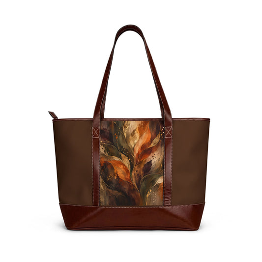 Autumn Brushstroke Tote — Painterly Fall Leaf Art Bag