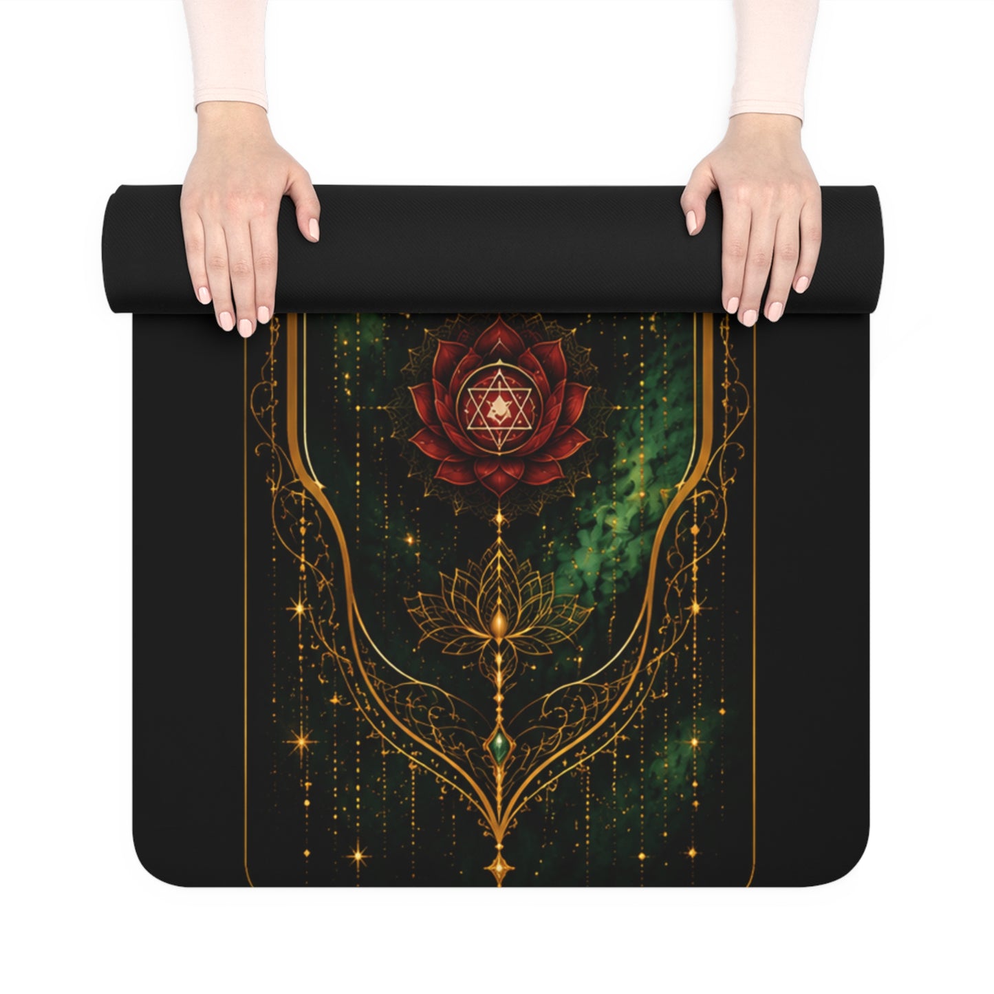 Yoga Mat — Chakra Alignment Rubber Mat with Colorful 7 Chakra Lotus Design