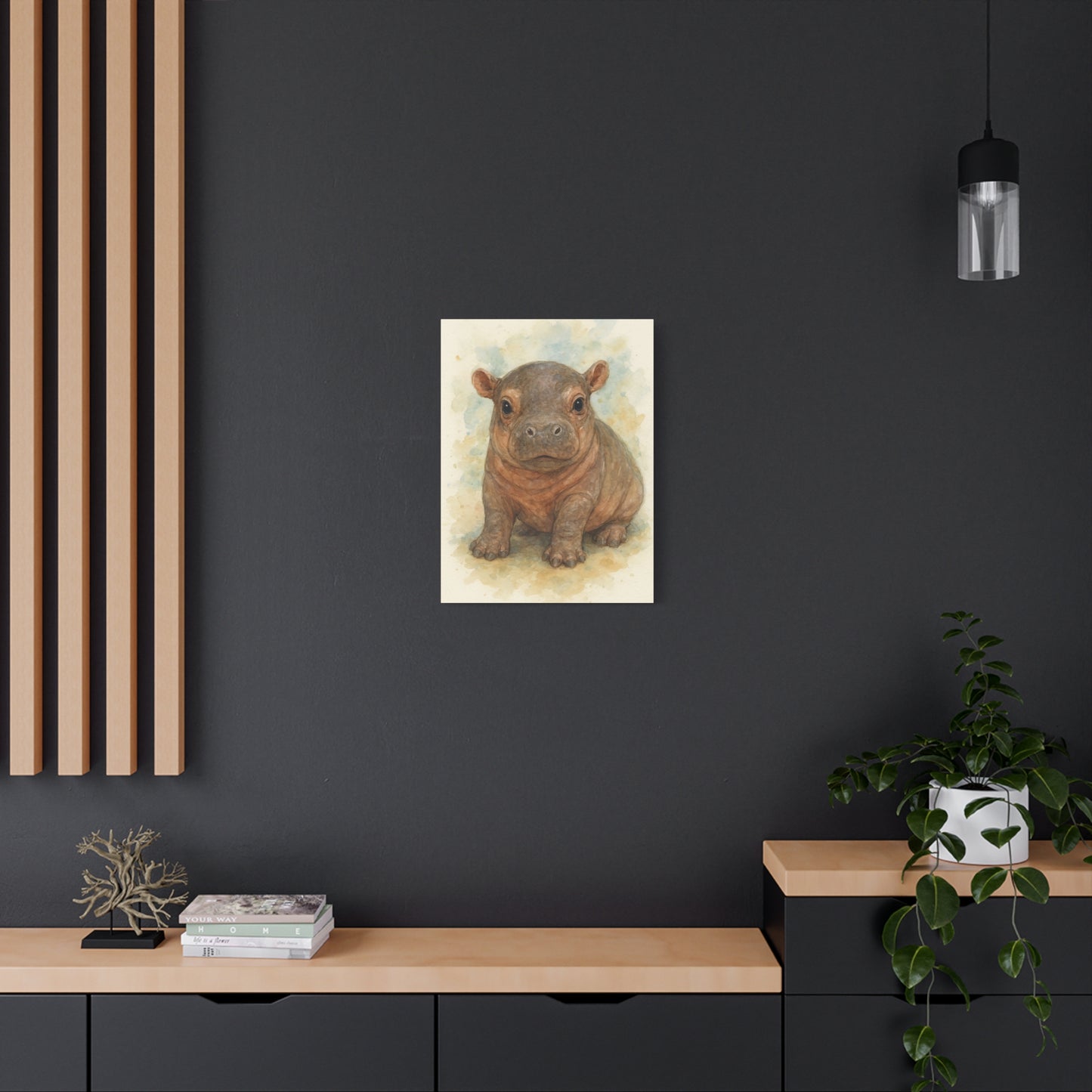 Baby Hippo-Canvas Wall Art - Savanah Collection