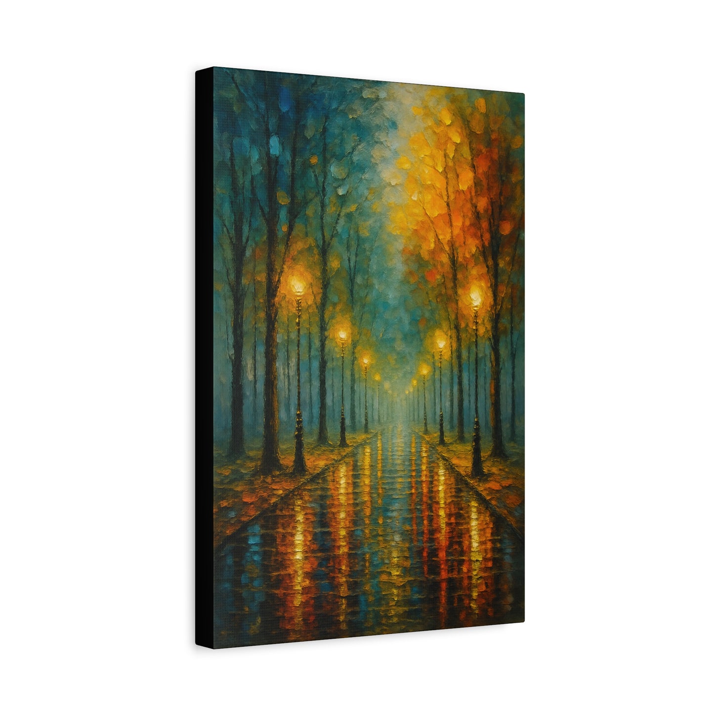 Autumn Street Lanterns Matte Canvas Art — Stretched 1.25"