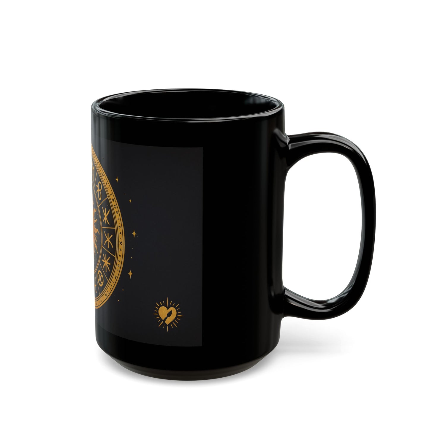 Taza Solar Disk-Black — Taza de café con símbolos astrológicos dorados (325 ml/444 ml)