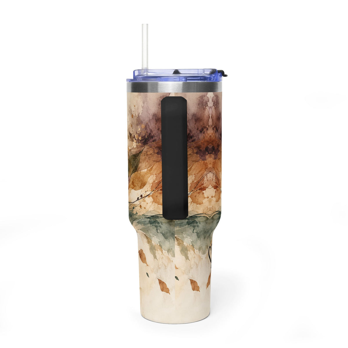Moss & Ember 40oz Tumbler — Abstract Watercolor Art Mug