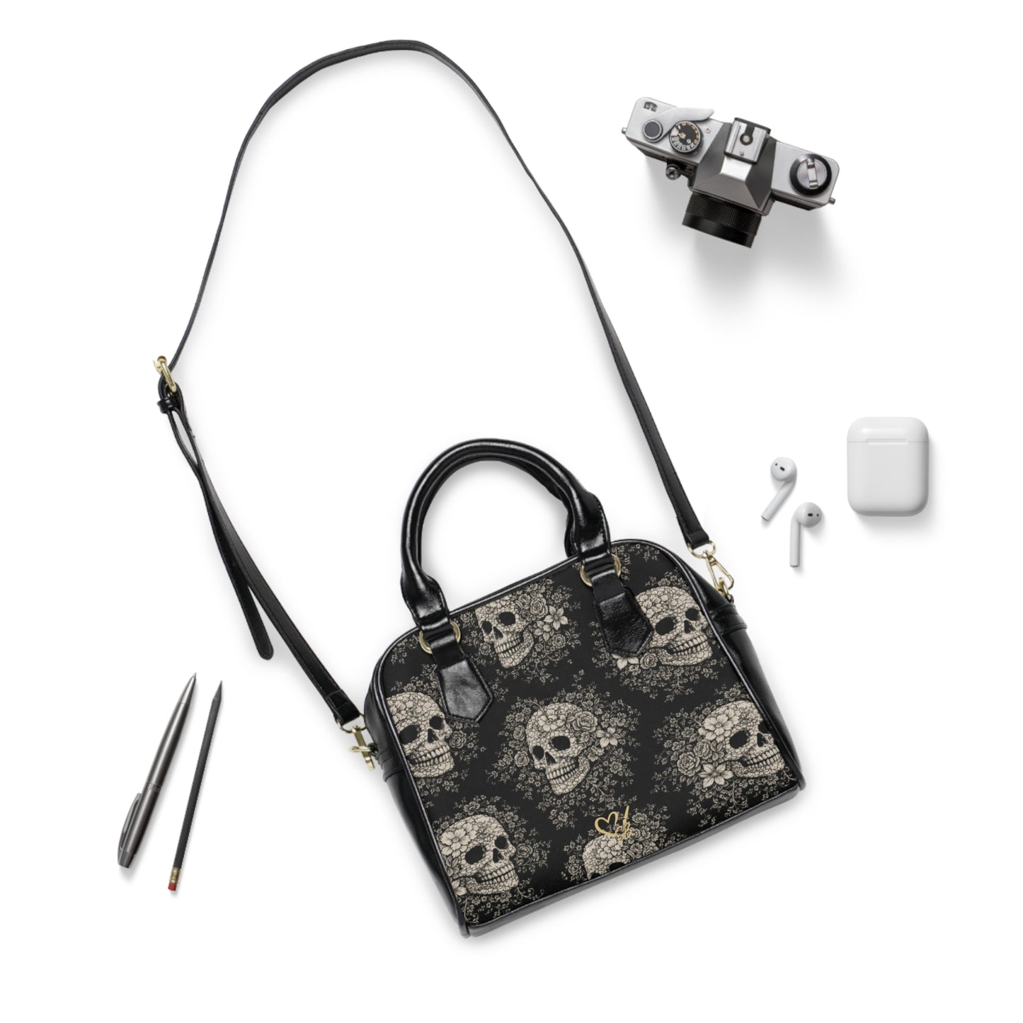 Bolso de Hombro Requiem Bloom – Cartera Satchel con Patrón Vintage