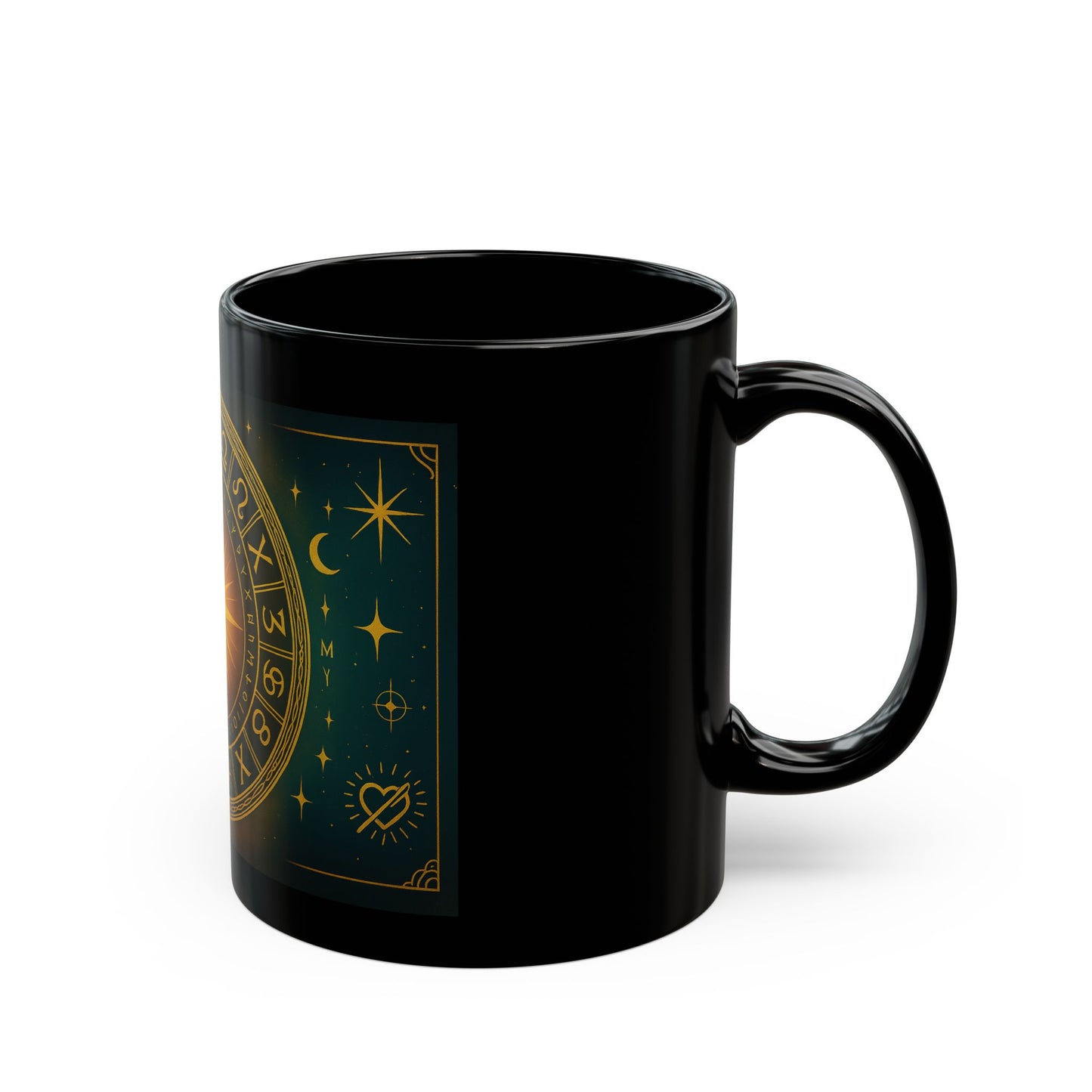 Taza Negra de Astrología Ascensión Solar — Taza de Café Celestial Rueda del Zodíaco (325 ml/444 ml)