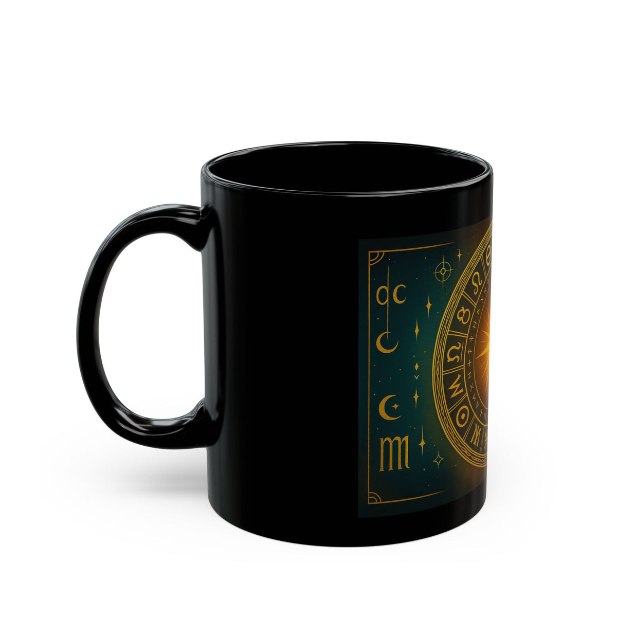 Solar Ascention Astrology Black Mug — Zodiac Wheel Celestial Coffee Cup (11oz/15oz)