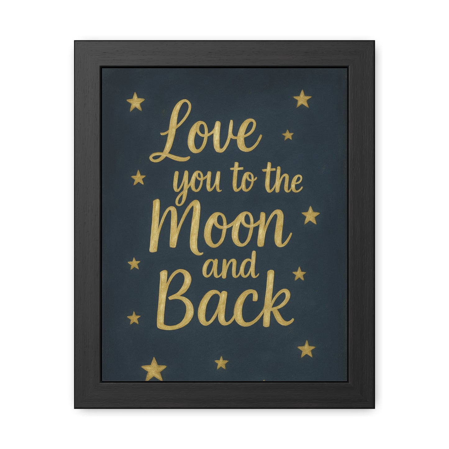 To the Moon and Back-Framed Poster - Gold Script Wall Art (Nursery, Baby Shower, Romantic Gift)-Celestial Dreams