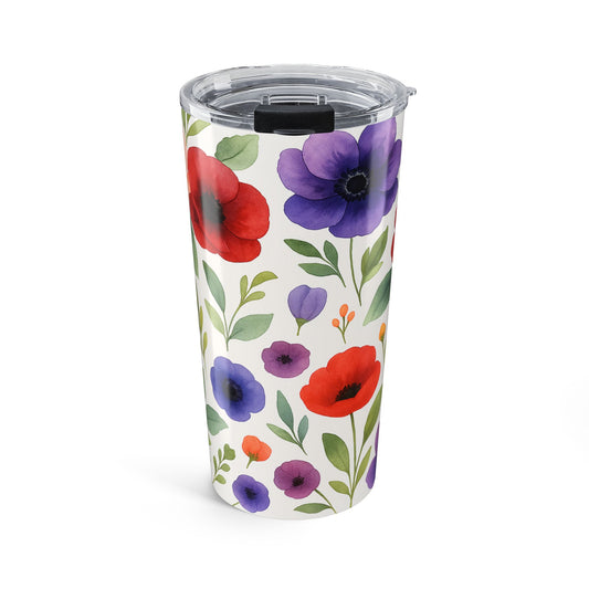 Wildflower and Poppy-20oz Floral Tumbler – Colorful Wildflower Insulated Travel Cup