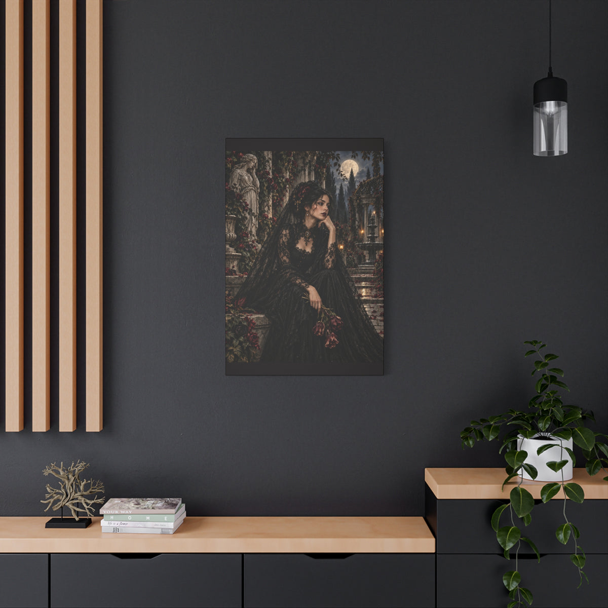 Gothic Mourning Lady -Garden of Sorrow-Matte Canvas Wall Art