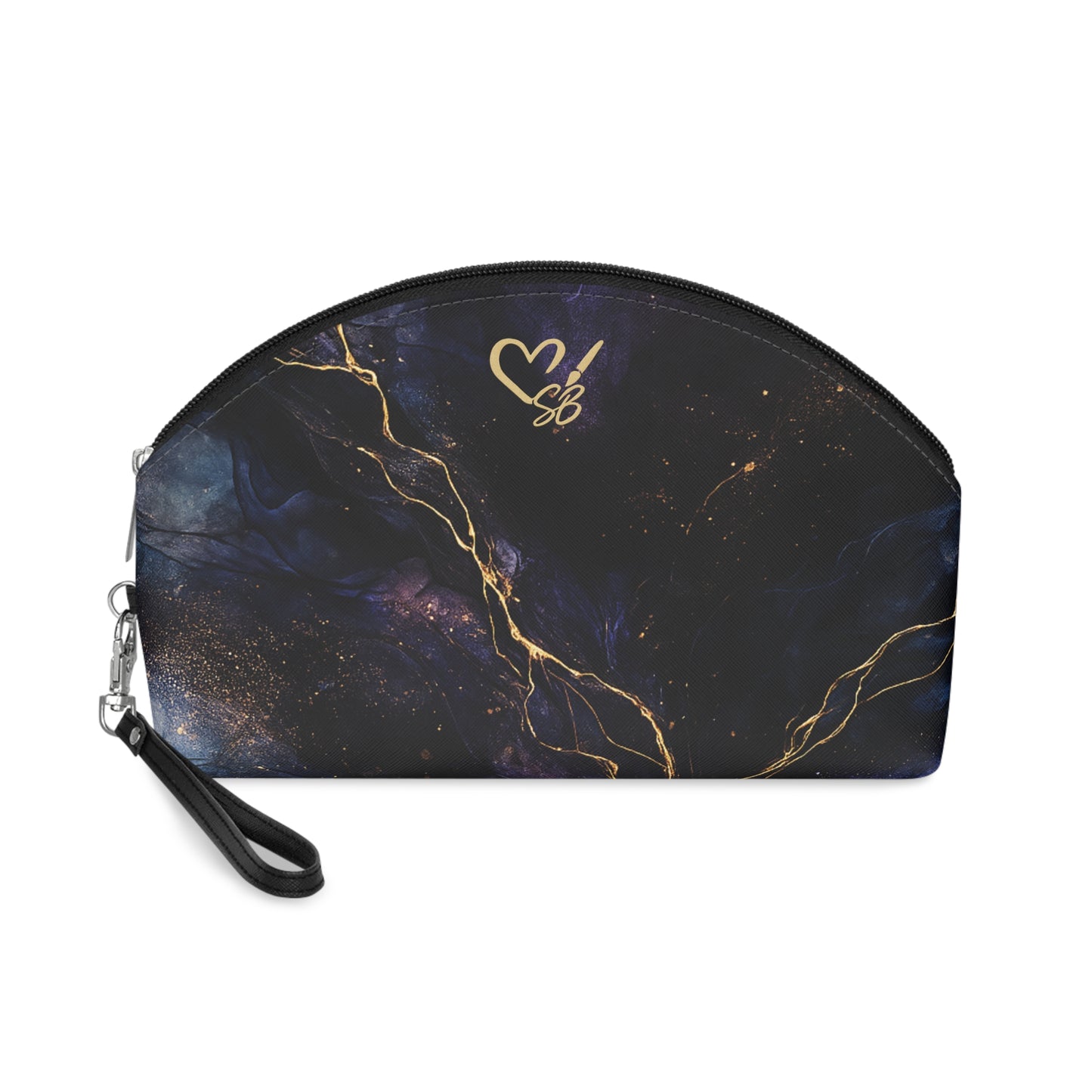 Onyx-2025 Colección Artisan Luxe-Neceser de Maquillaje — Bolsa de Cosméticos Veta Dorada