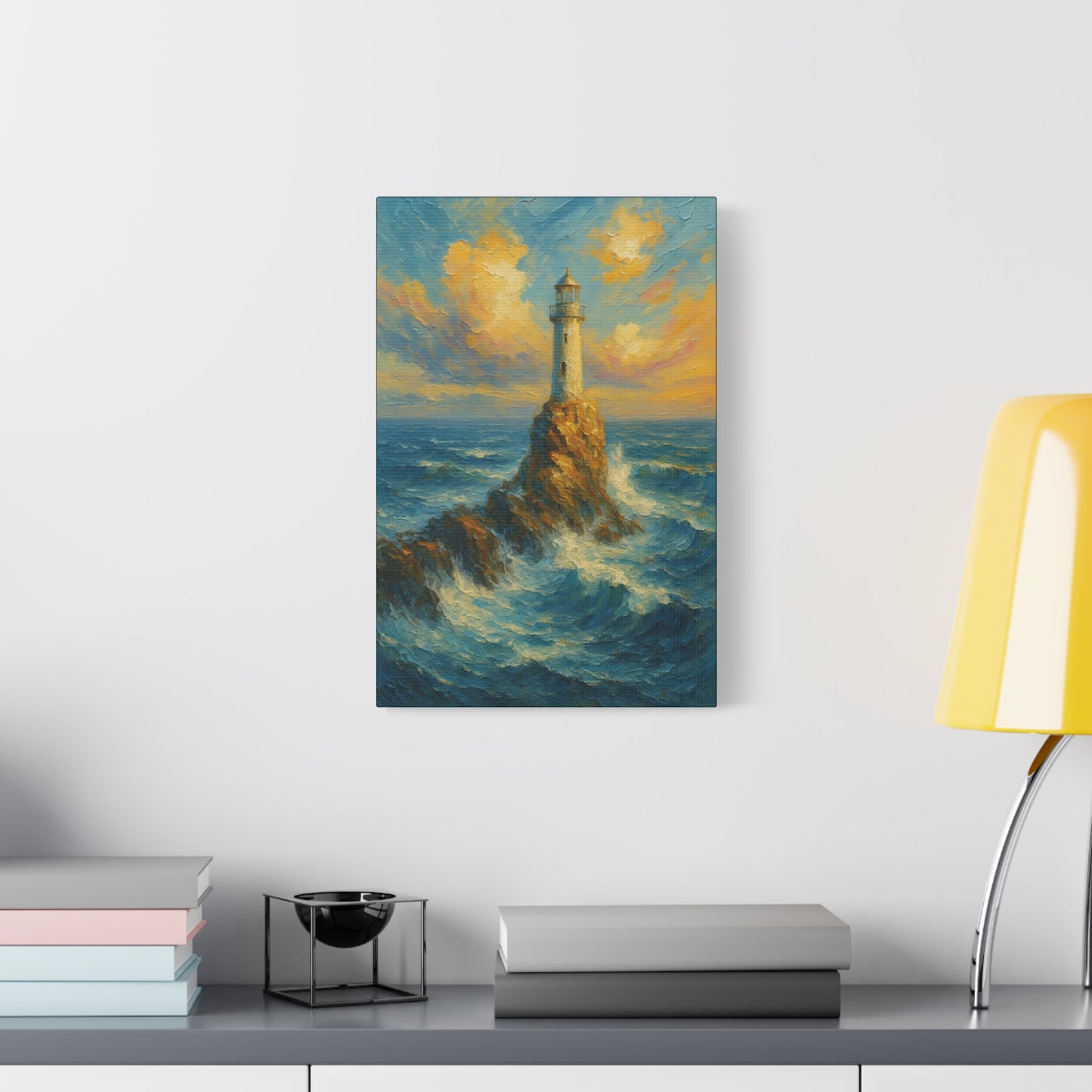 Impresión en lienzo de faro oceánico — Arte de pared mate estirado