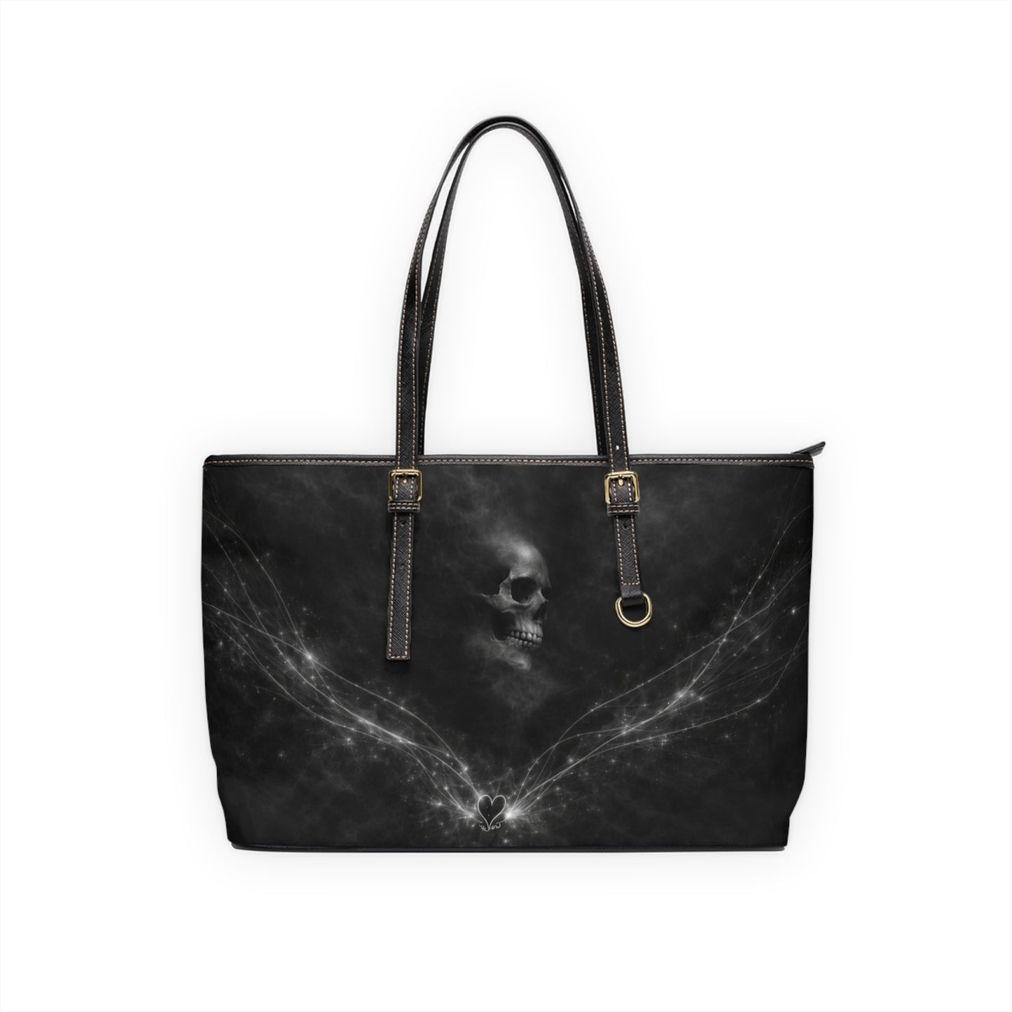 Restos Velados - Colección Velo de Sombras - Bolso de Hombro de Cuero PU con Calavera Gótica