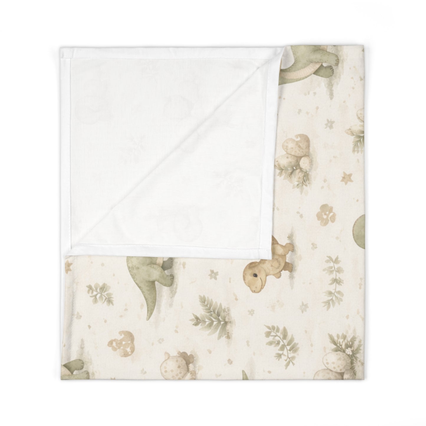 Dinosaur Baby Swaddle Blanket — Neutral Pastel Dino Nursery Wrap
