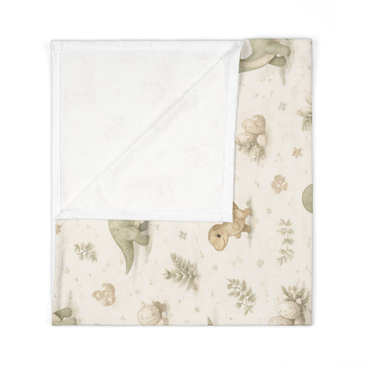 Dinosaur Baby Swaddle Blanket — Neutral Pastel Dino Nursery Wrap