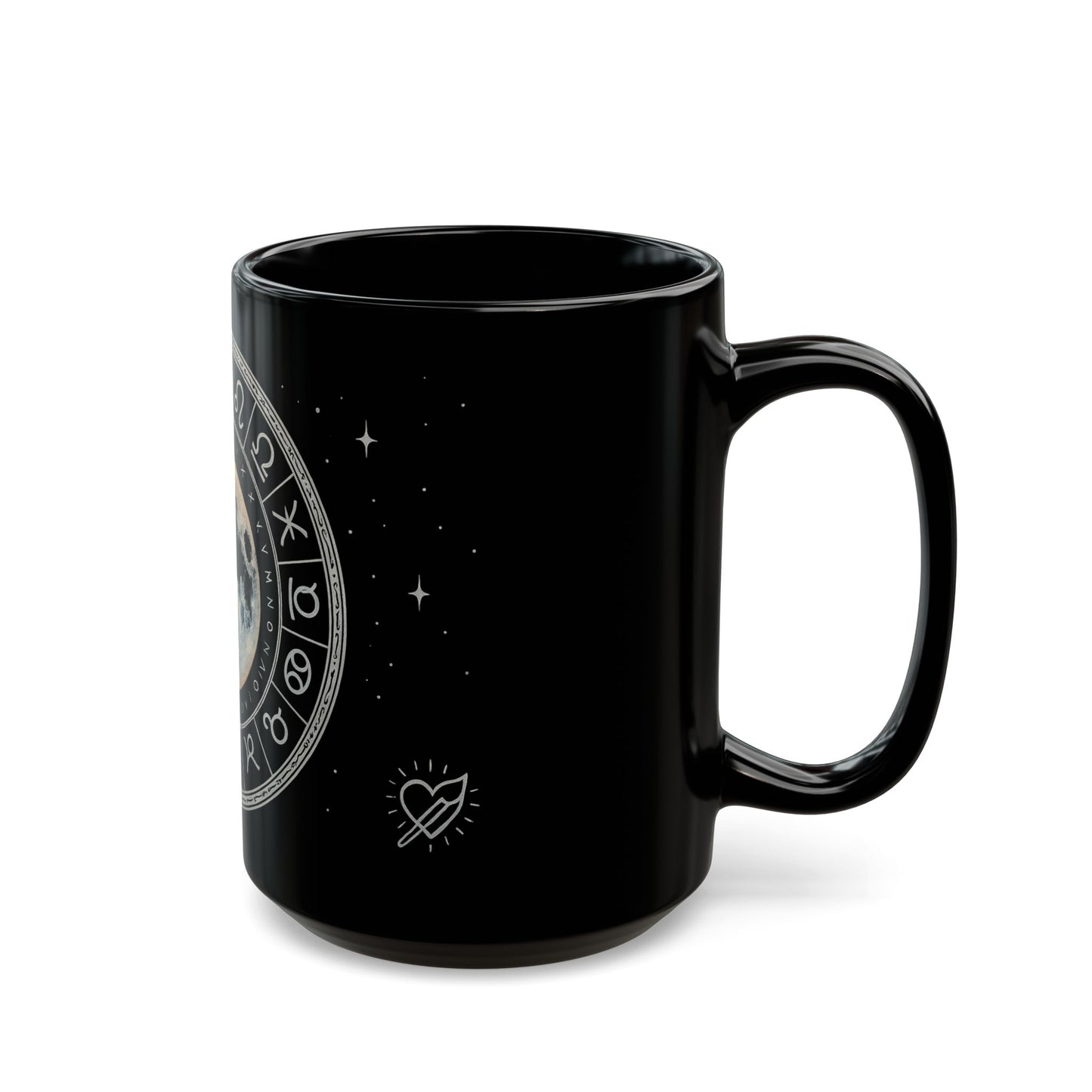 Taza de cerámica Luna Llena — Taza de café Rueda Astrológica (325 ml y 444 ml)