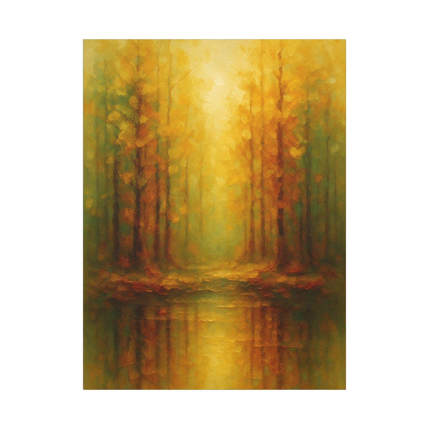 Lienzo Mate para Pared con Reflejo de Bosque Dorado