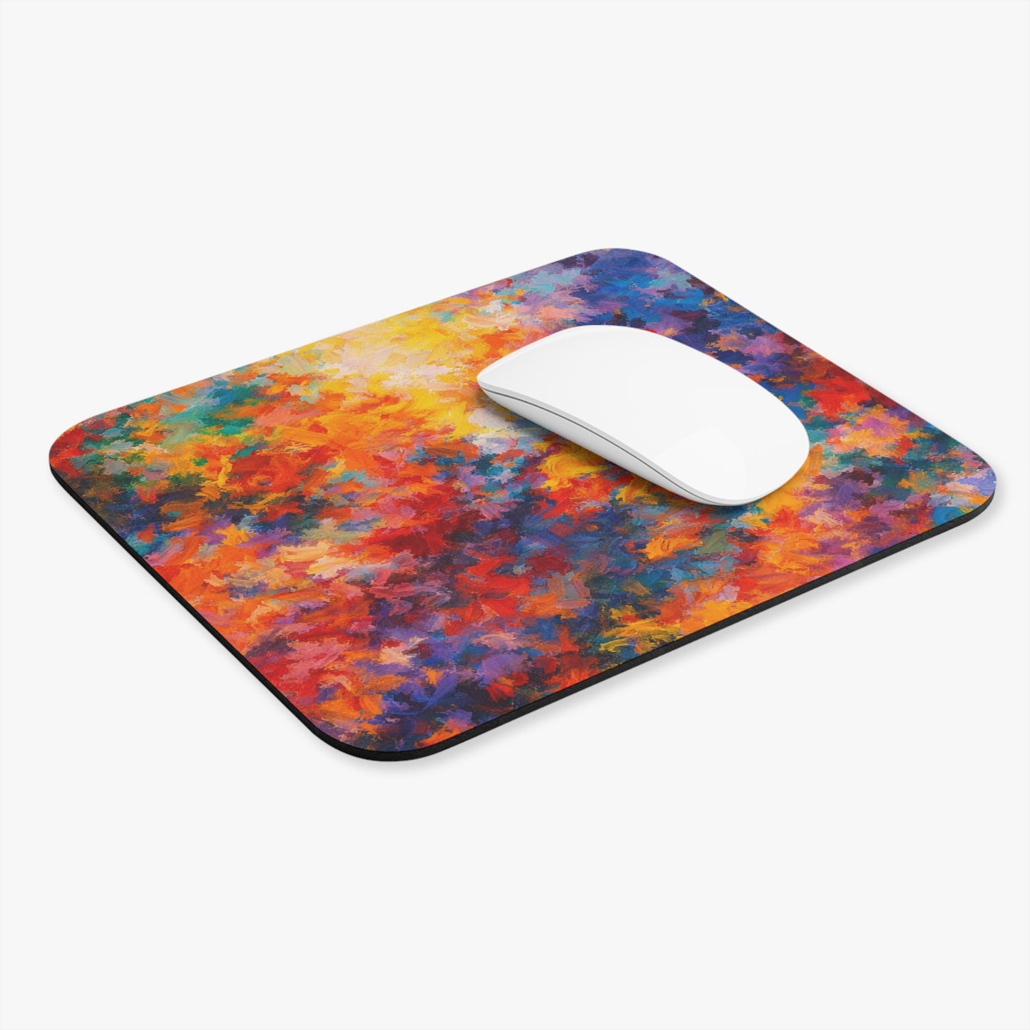 Abstract Color Burst Mouse Pad — Vibrant Painterly Desk Mat