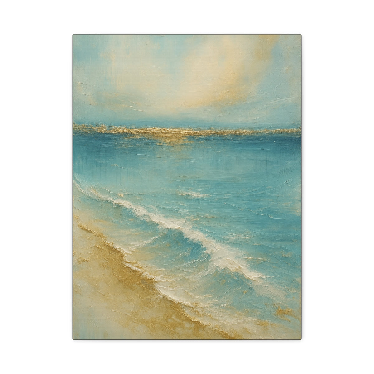 Golden Horizon — Gold Coast Collection — Matte Canvas Wall Art — Ocean Beach Landscape, Stretched 1.25"