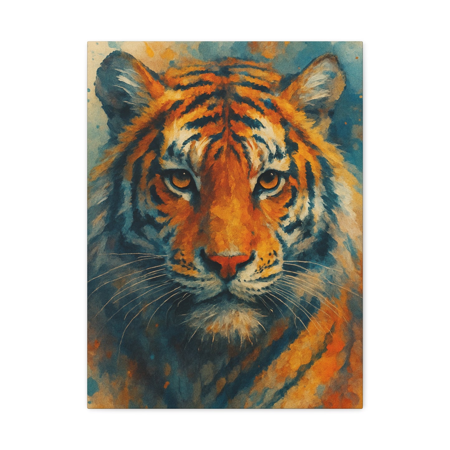 Tiger Portrait Matte Canvas Print — Bold Wildlife Wall Art, Stretched 1.25"