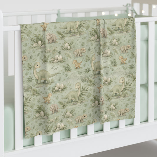 Dinosaur Nursery Swaddle Blanket — Soft Green Dino Baby Wrap