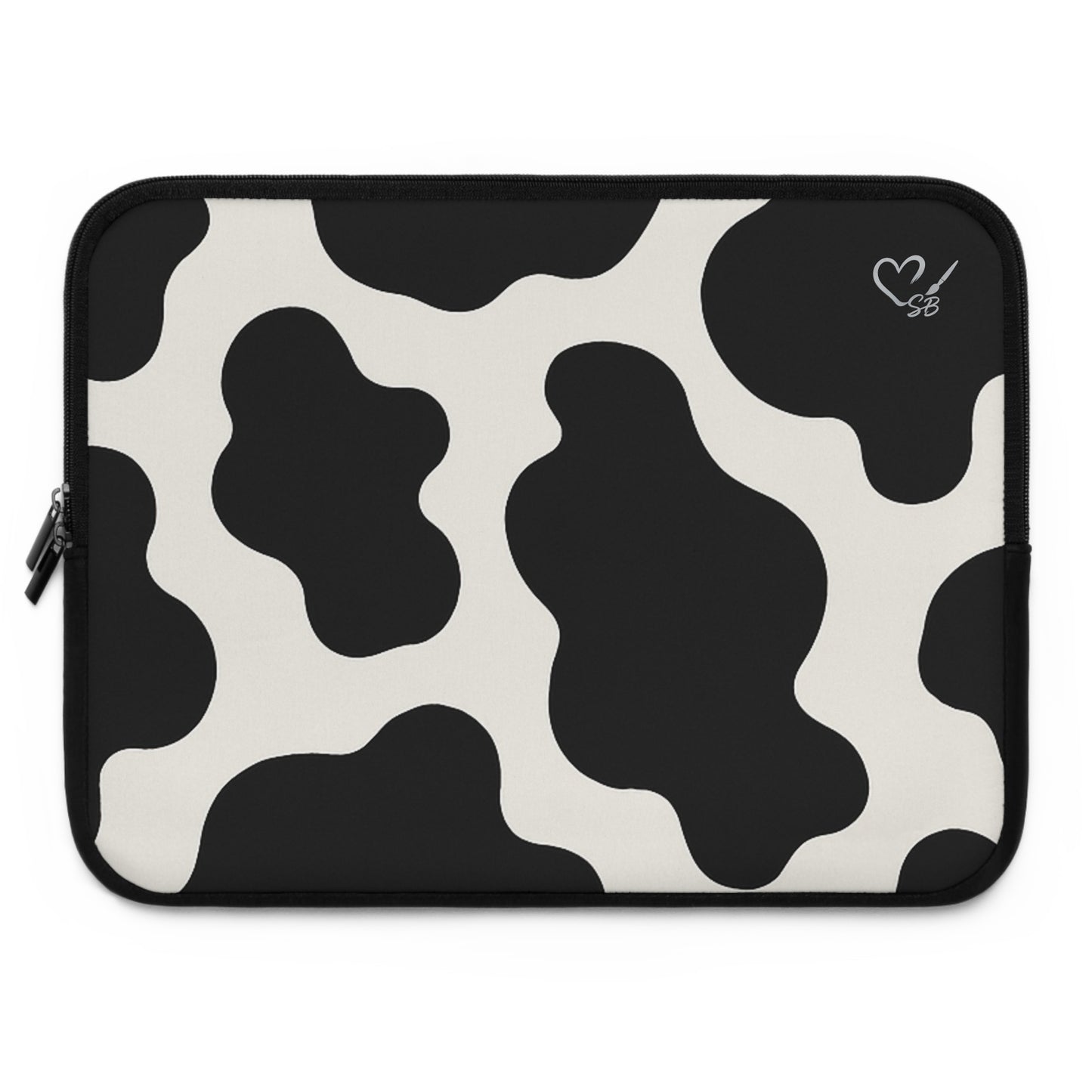 Funda para portátil con estampado de vaca - Estuche protector de neopreno en blanco y negro