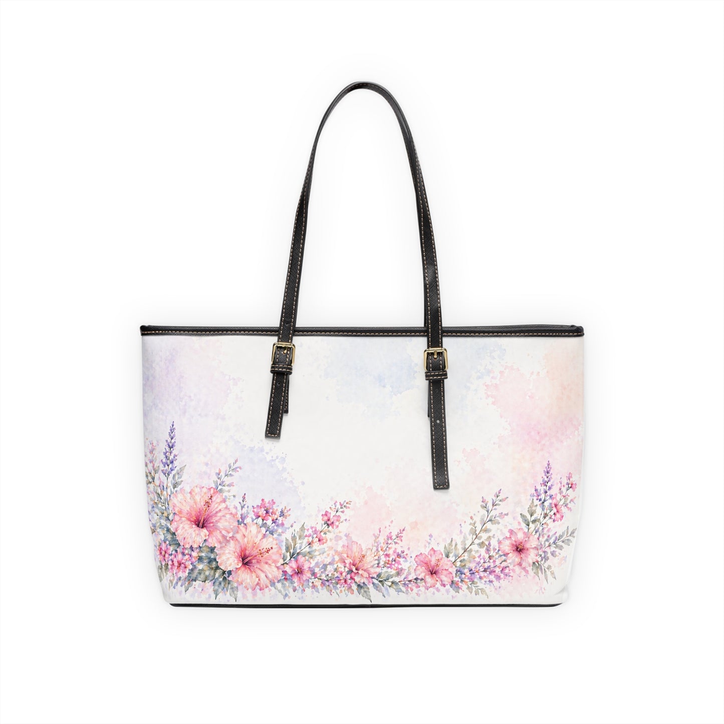 Bolso de hombro Lila-Artisan Luxe-PU — Bolso de mano floral de acuarela