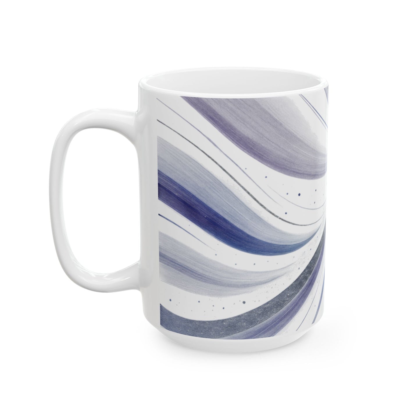 Blue Swirl-Soulful Collection- Ceramic Mug —Wave Pattern Coffee Cup (11oz, 15oz)