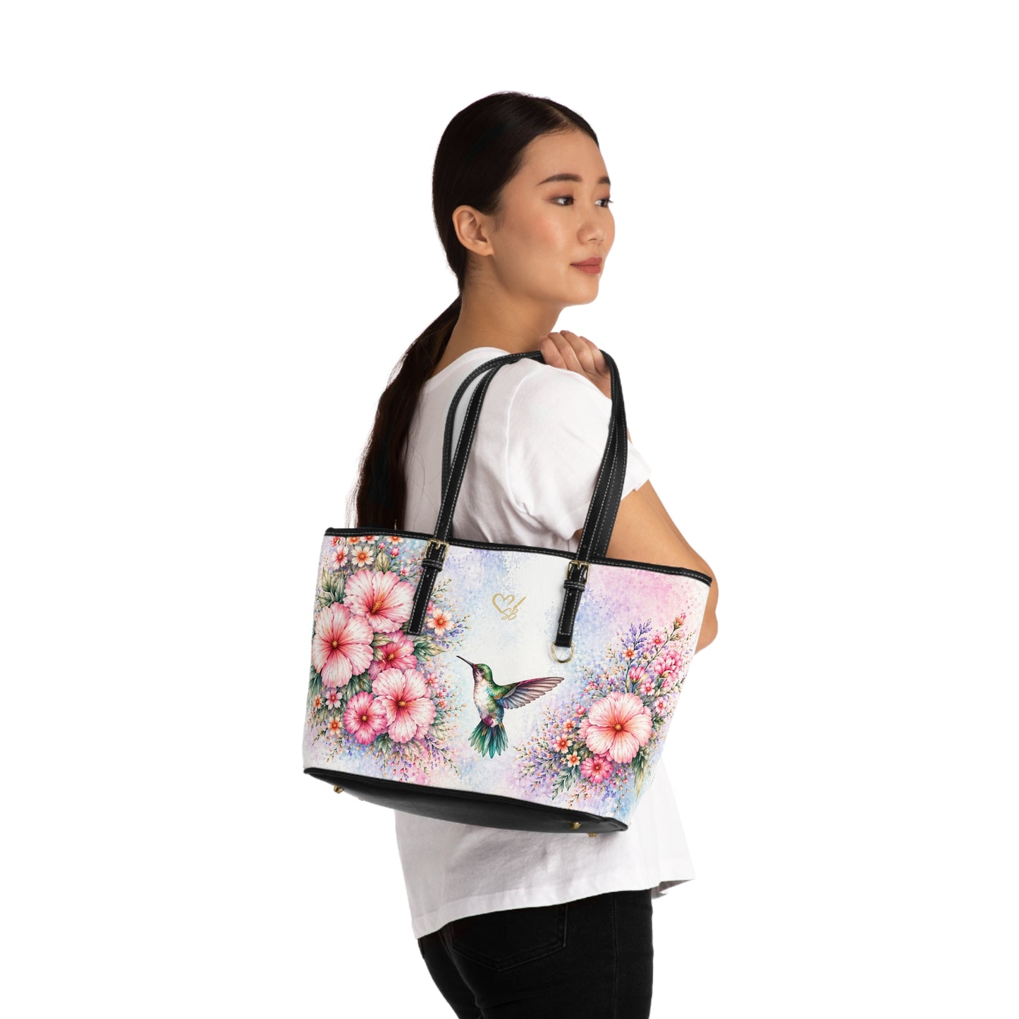 Bolso de hombro Lila-Artisan Luxe-PU — Bolso de mano floral de acuarela