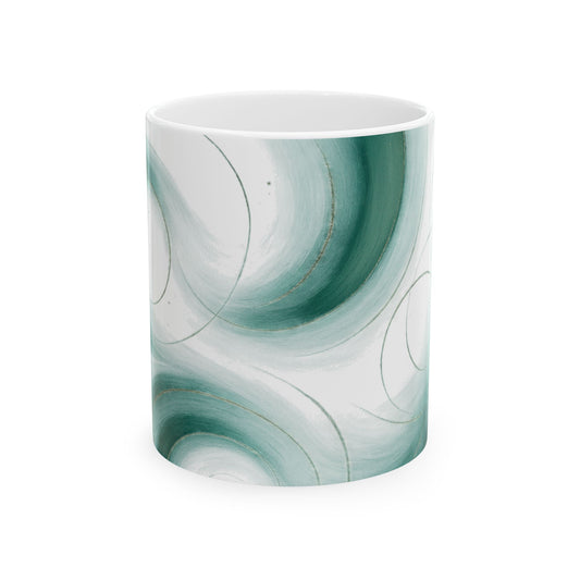 Bruma Marina, Colección Alma 3 — Taza de café con remolino abstracto (325 ml y 445 ml)
