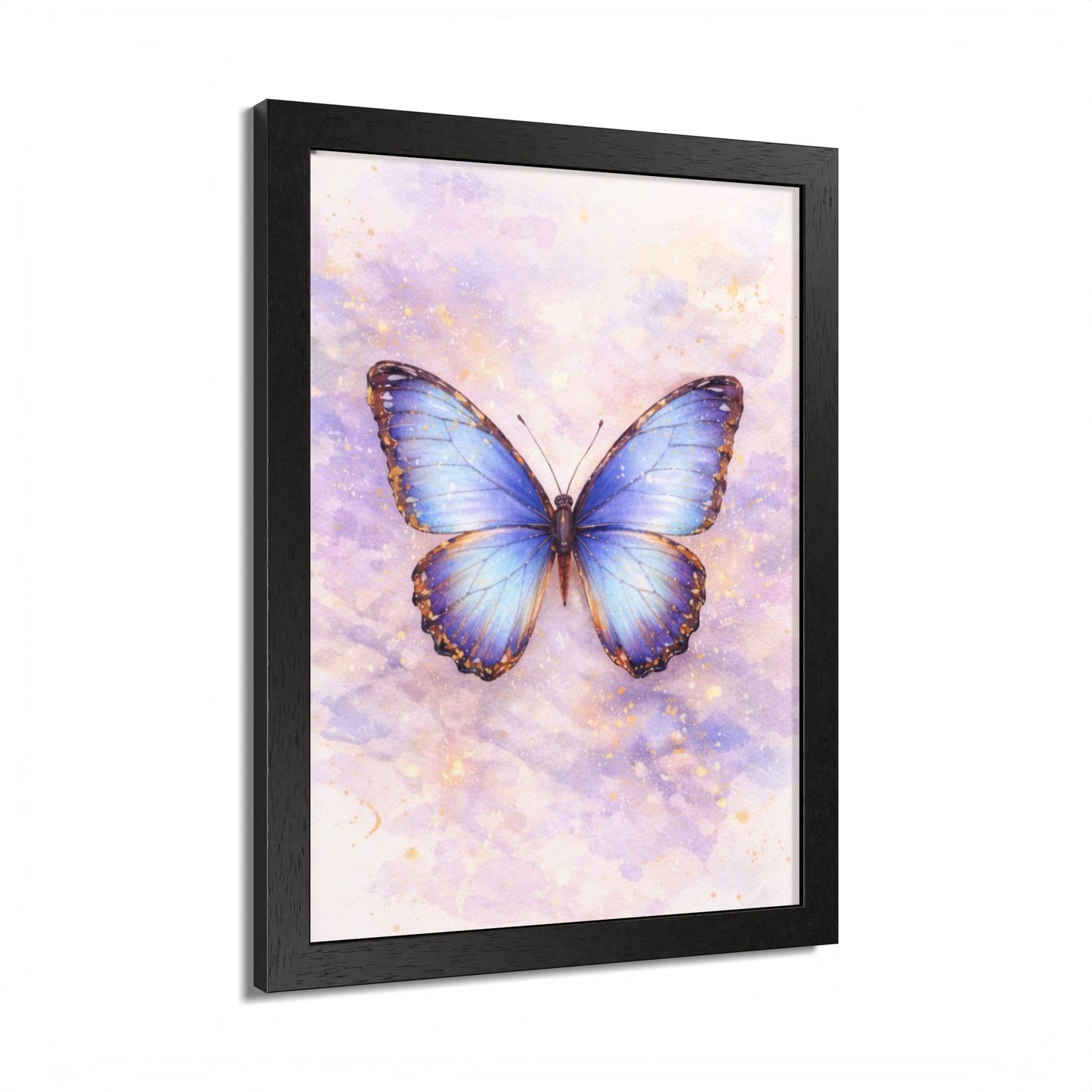 Blue Butterfly Framed Poster — Watercolor Wall Art for Nursery & Bedroom