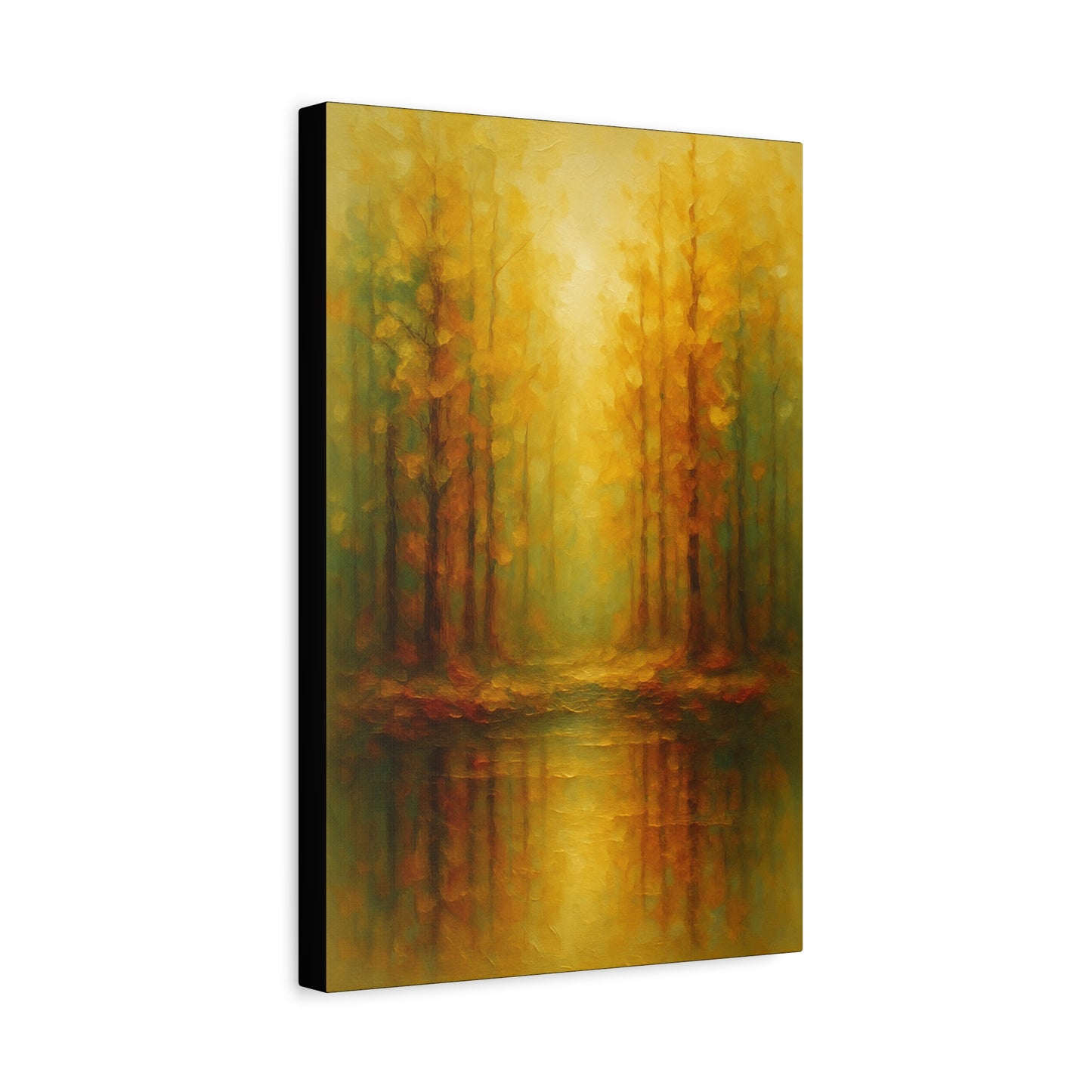 Lienzo Mate para Pared con Reflejo de Bosque Dorado