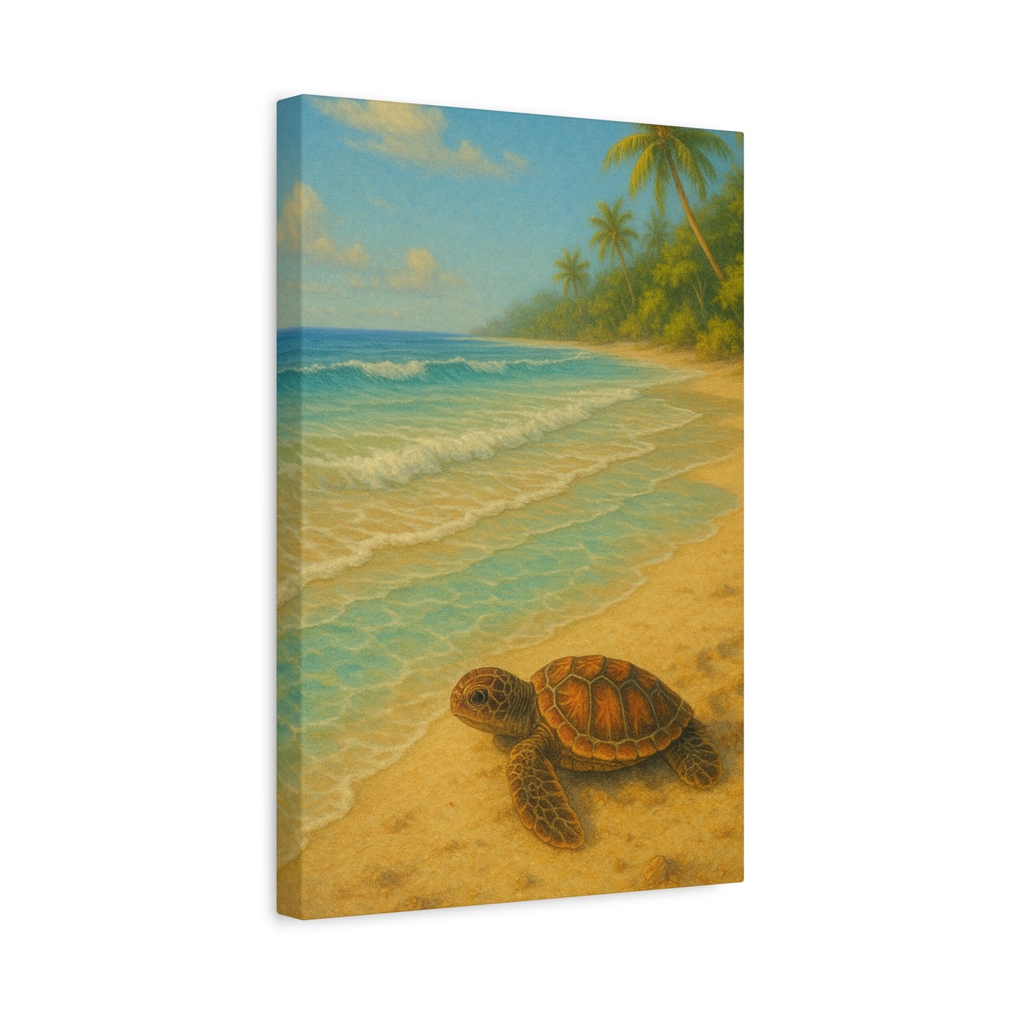 Lienzo de pared tortuga marina para playa — Decoración tropical costera para guardería