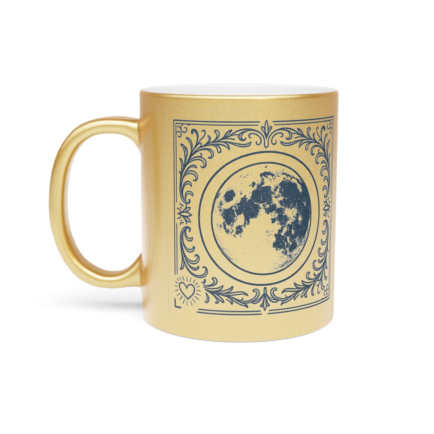 Taza de café con Luna Creciente y Menguante Metálica — Celestial Plata/Oro