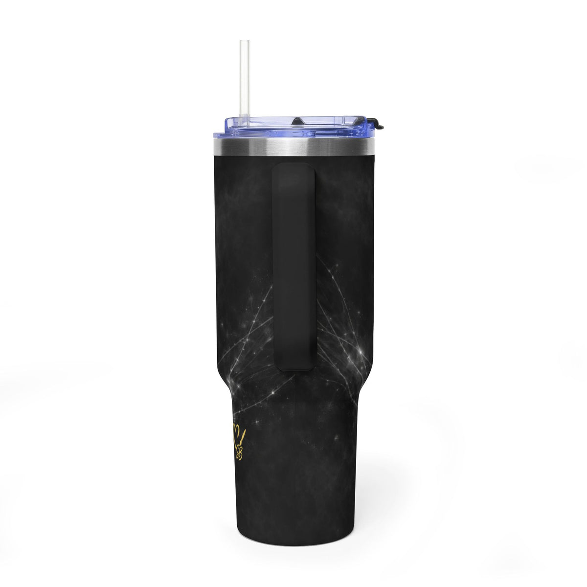 40oz Thermal Tumbler — Dark Red Rose Heartbeat Design