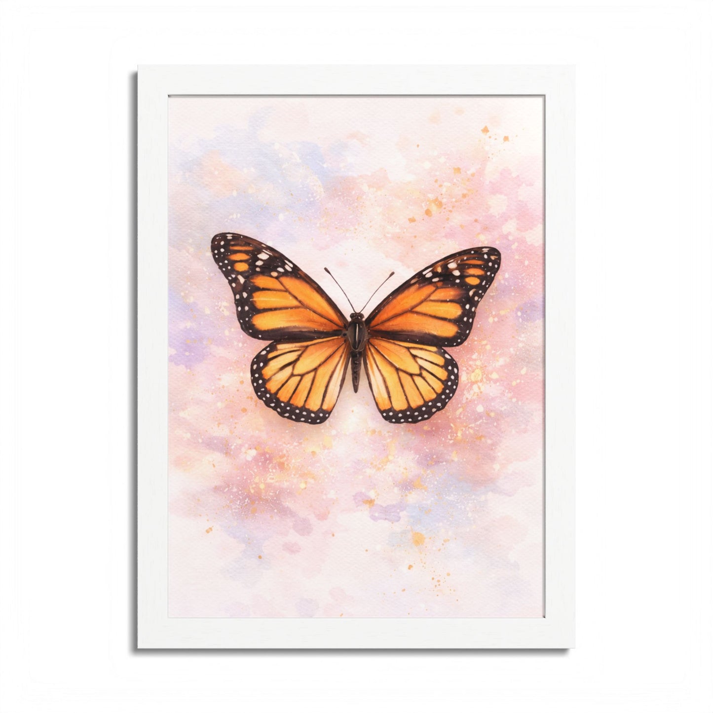 Póster enmarcado Mariposa Monarca — Arte de pared en acuarela para habitación de bebé y dormitorio