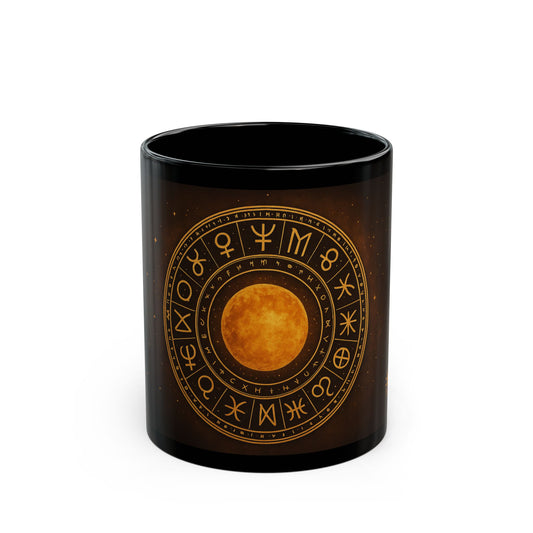 Eclipse solarTaza negra — Taza de café con símbolos del zodiaco (11 oz y 15 oz)