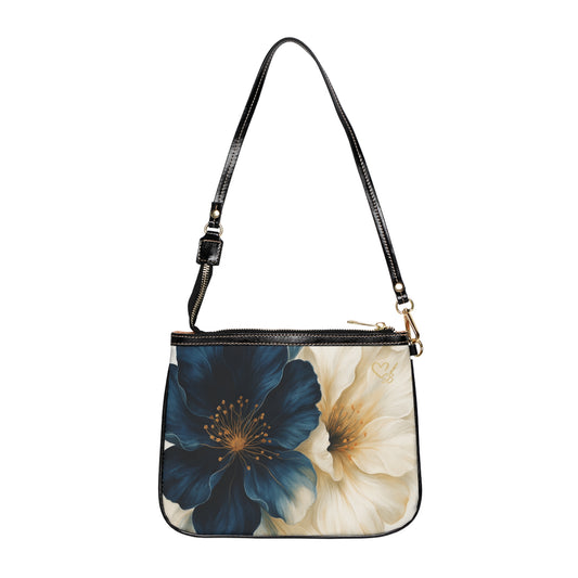 Sella- 2025 Artisian Luxe Collection-Floral Petite Shoulder Bag — Navy & Cream Blossom Crossbody