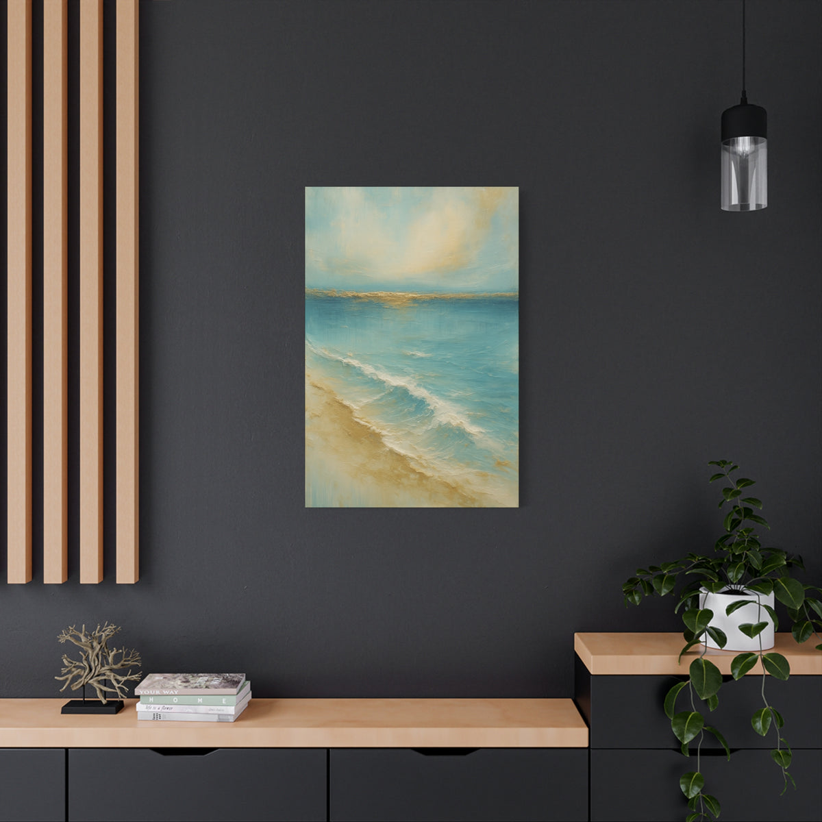Golden Horizon — Gold Coast Collection — Matte Canvas Wall Art — Ocean Beach Landscape, Stretched 1.25"