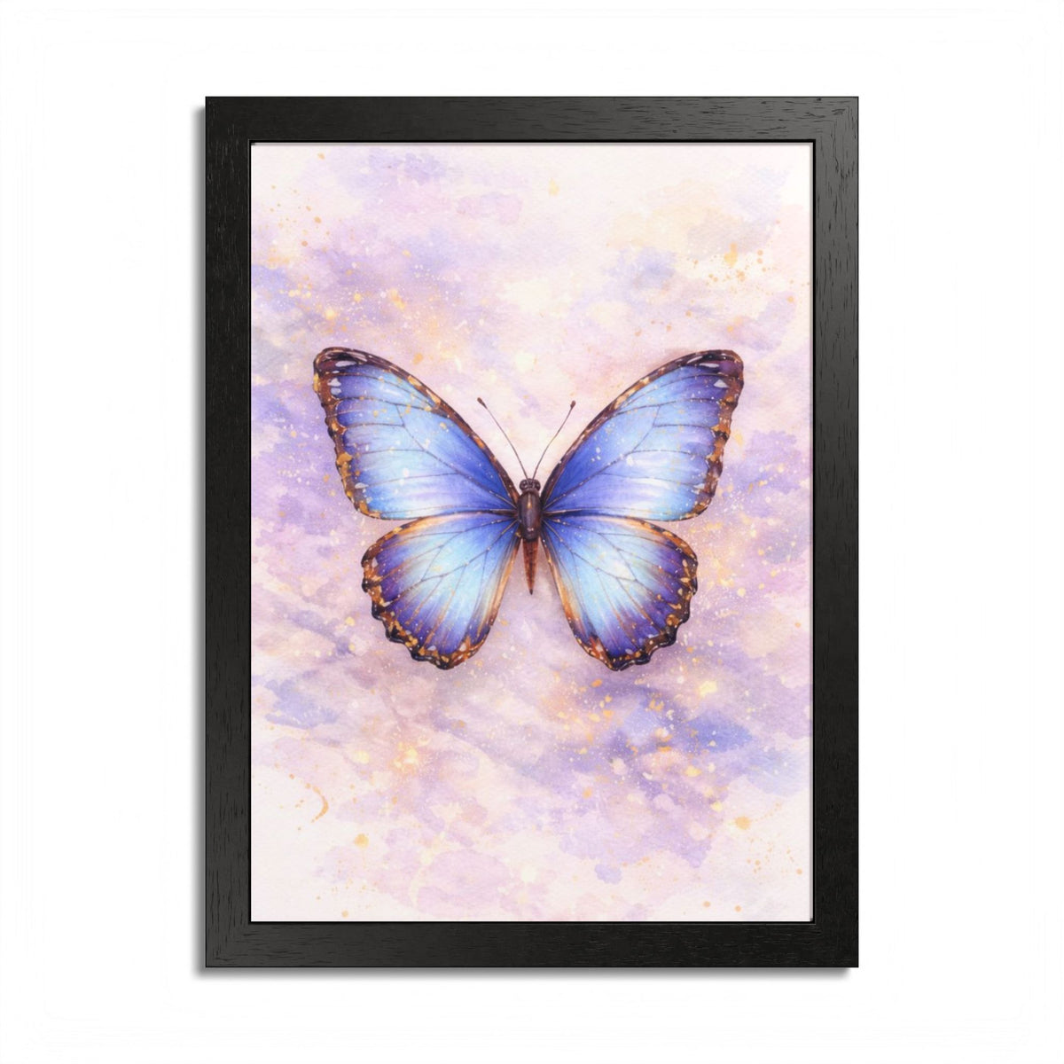 Blue Butterfly Framed Poster — Watercolor Wall Art for Nursery & Bedroom