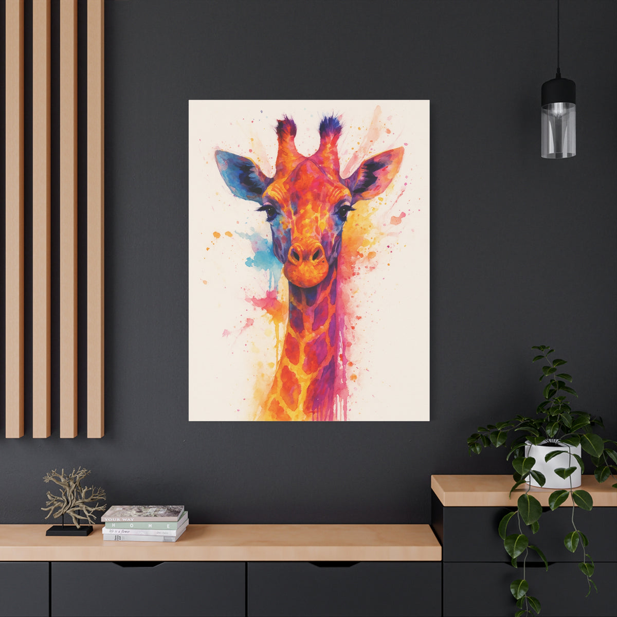 Jirafa — Tinta acrílica animal abstracta de colores llamativos Lienzo mate (estirado)