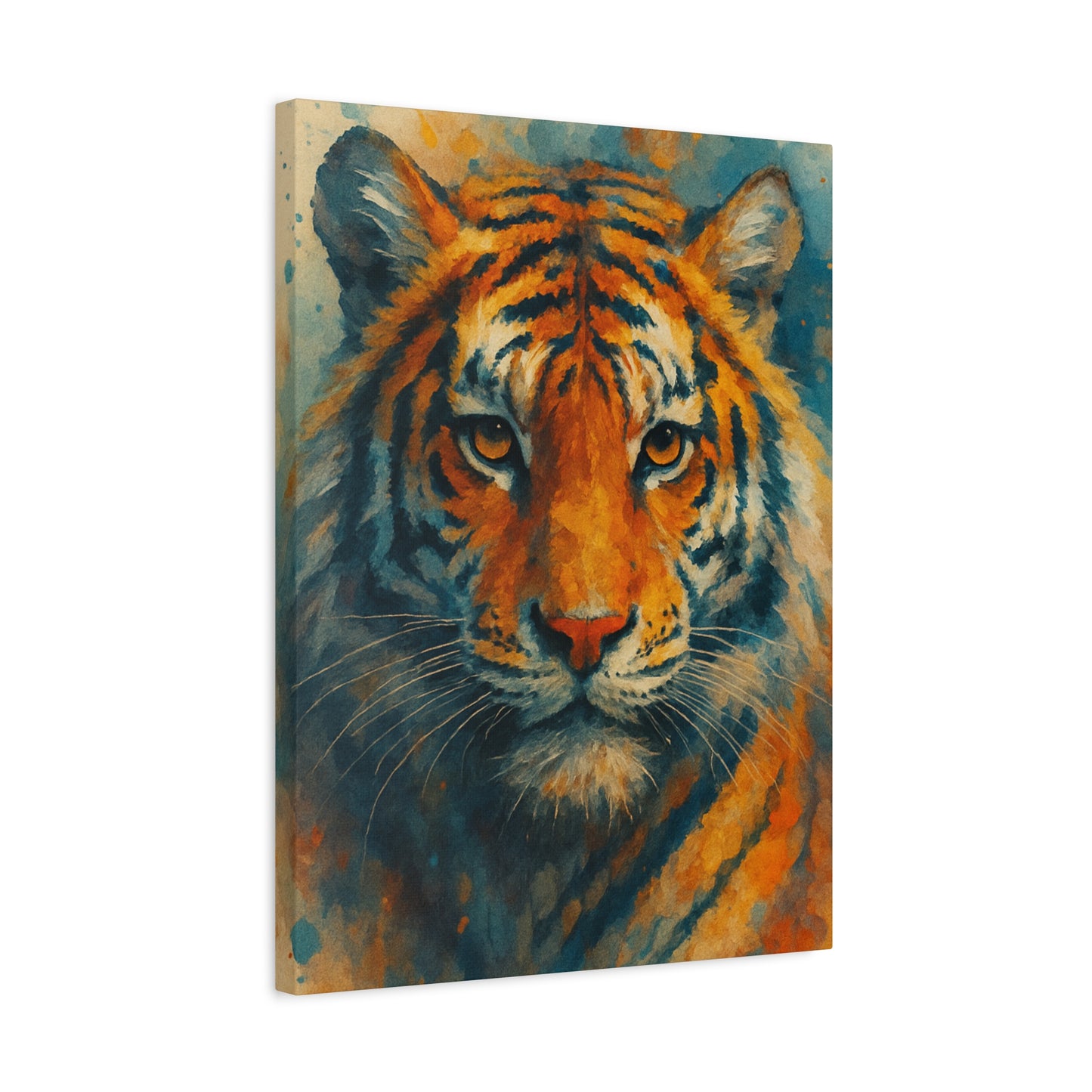 Tiger Portrait Matte Canvas Print — Bold Wildlife Wall Art, Stretched 1.25"