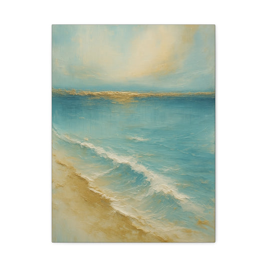 Golden Horizon-Gold Coast Collsection=Matte Canvas Wall Art — Ocean Beach Landscape, Stretched 1.25"