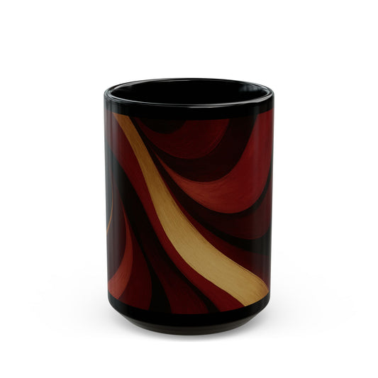 Rose Alloy 4-Soulful Collection-Red & Gold Swirl Black Coffee Mug — 11oz/15oz