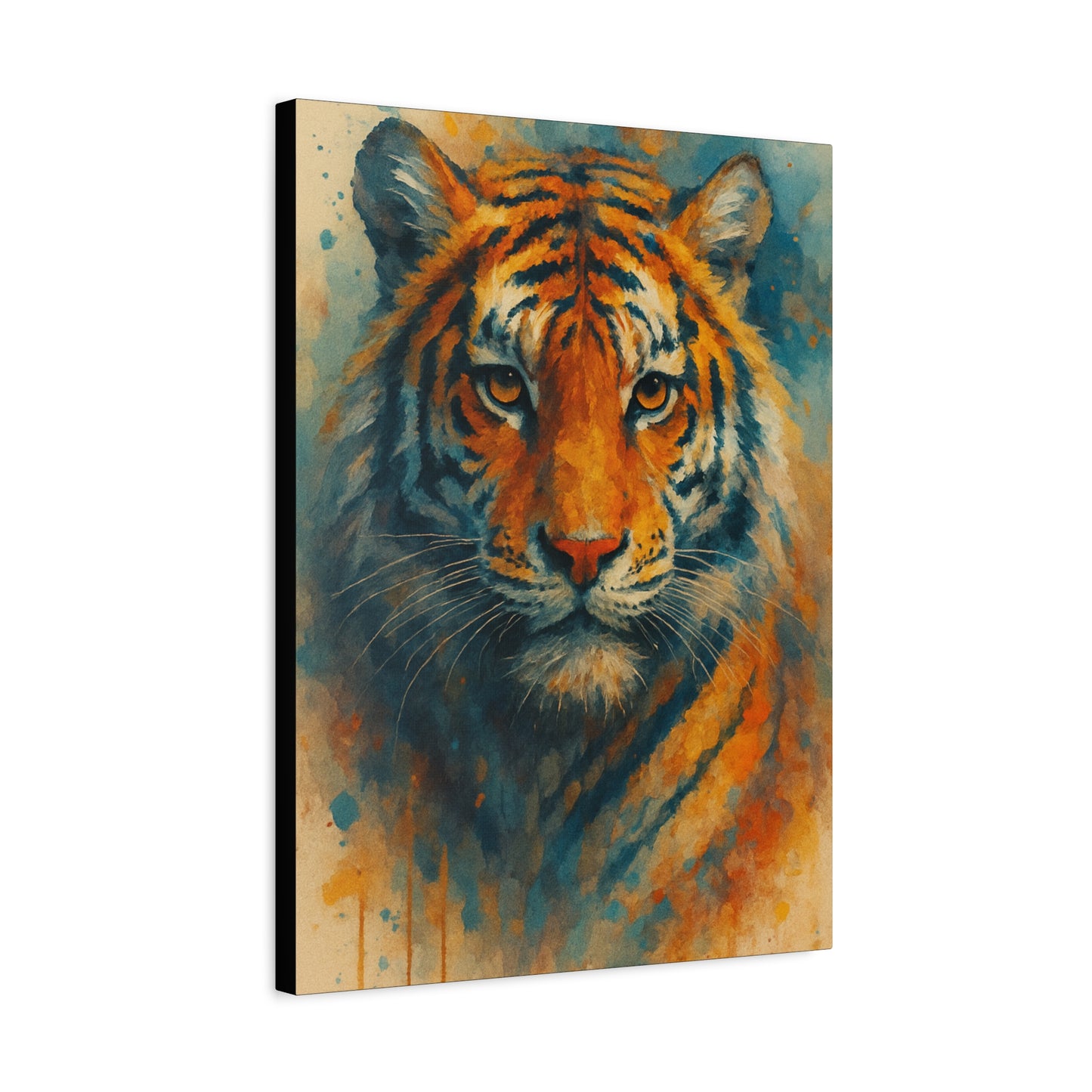 Tigger -Bold Colorful Abstract Animal Acrylic Ink Matte Canvas (Stretched)