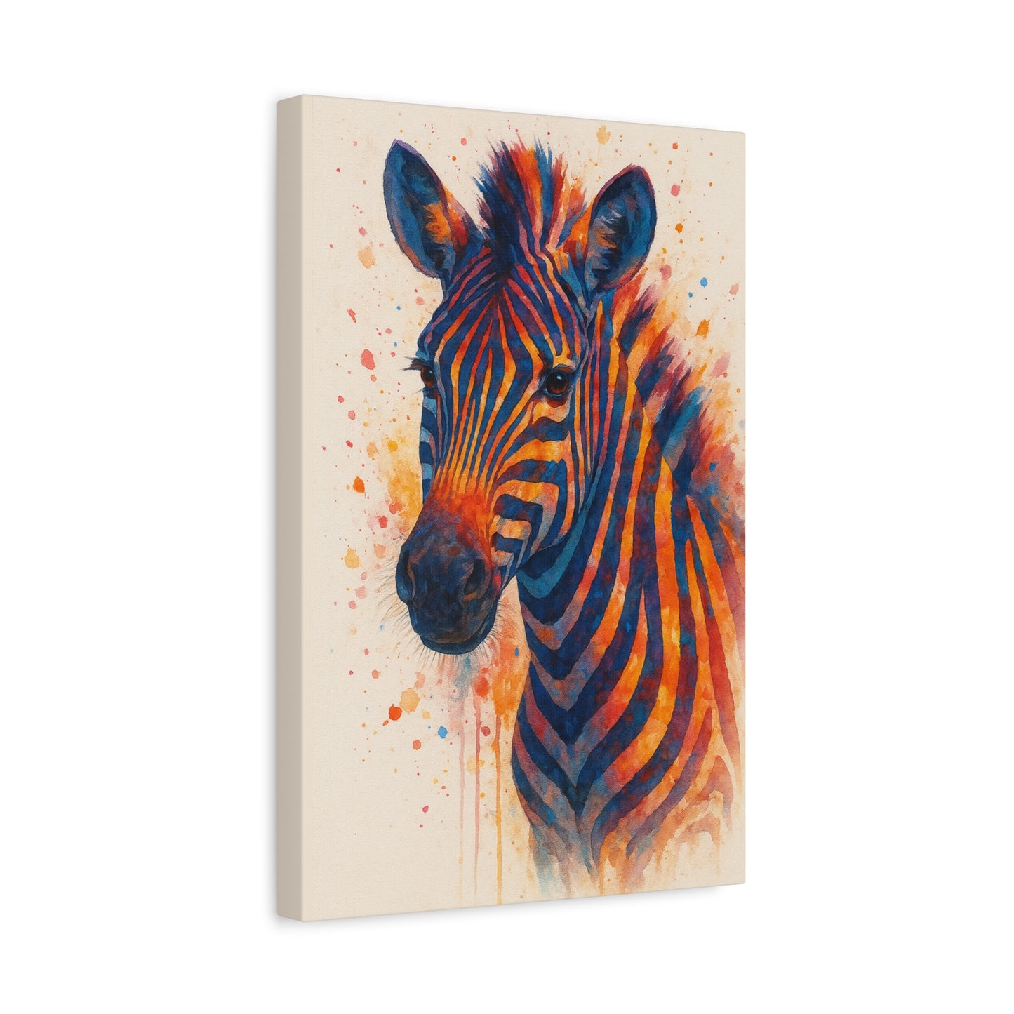 Zebra Watercolor Fine Art Print with Passepartout — Vibrant Animal Wall Art