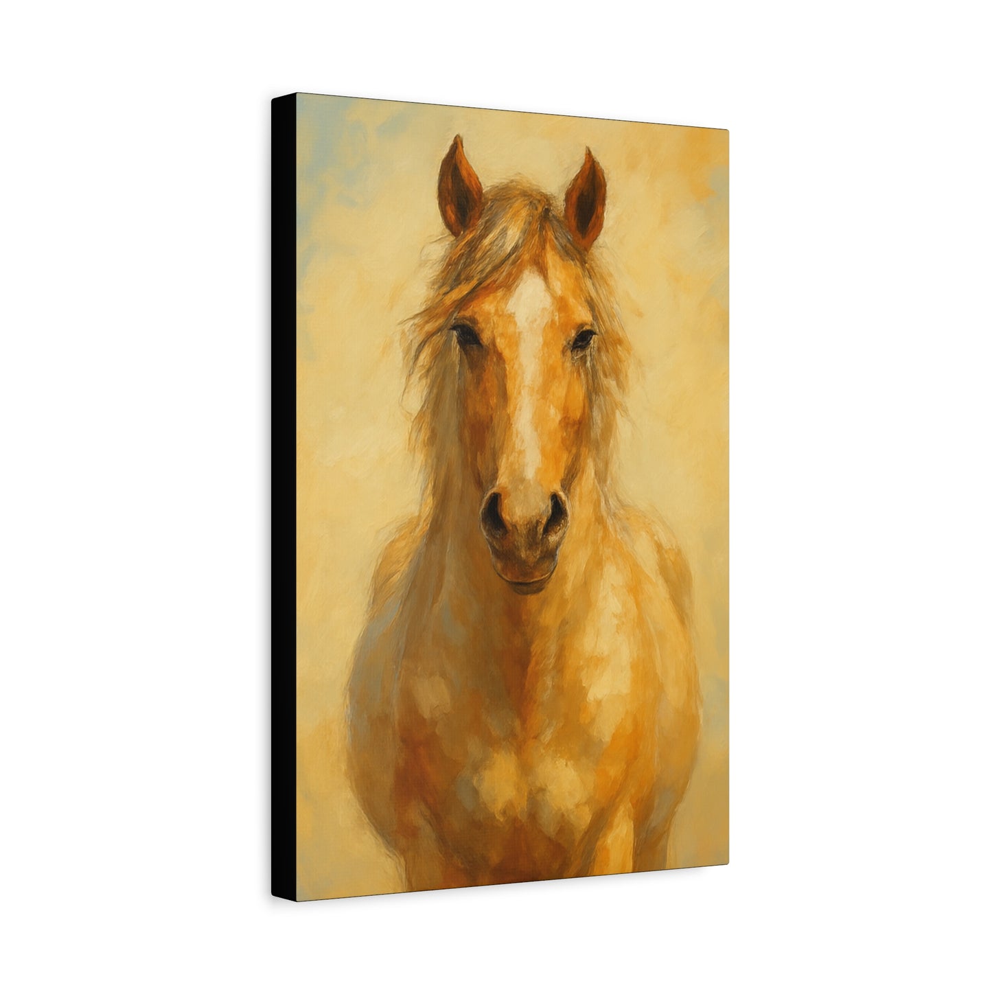 Retrato de caballo dorado en lienzo - Cuadro decorativo mate estirado