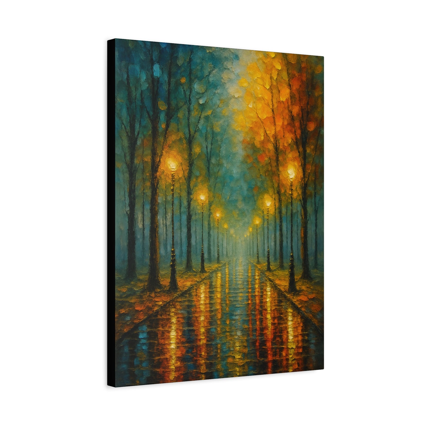 Autumn Street Lanterns Matte Canvas Art — Stretched 1.25"