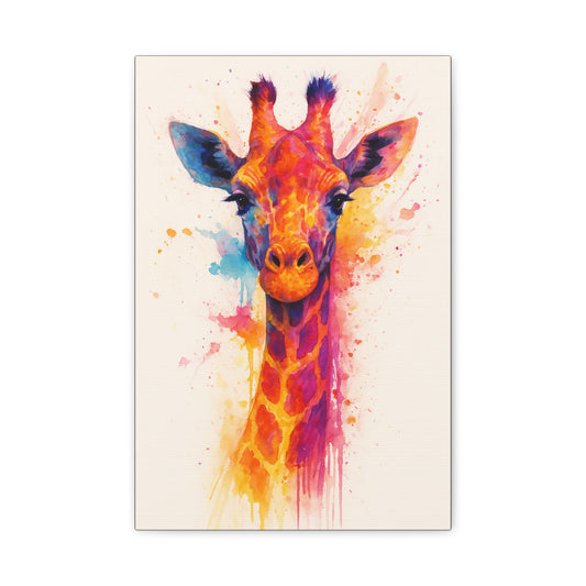 Jirafa — Tinta acrílica animal abstracta de colores llamativos Lienzo mate (estirado)