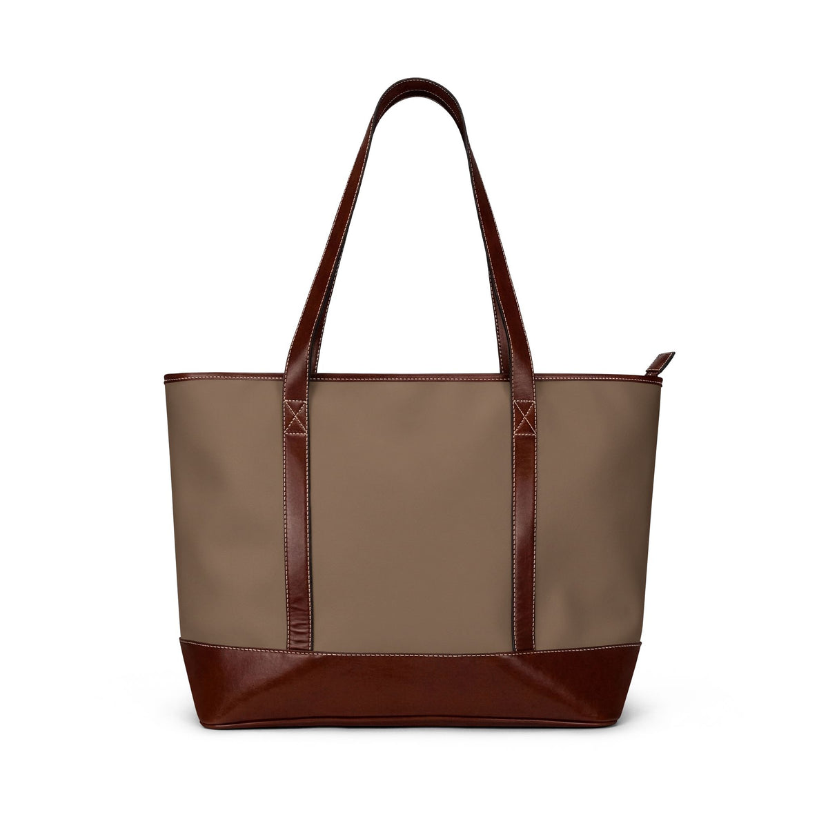 Brown Monogram Tote Handbag — Classic Leather-Trim Everyday Tote