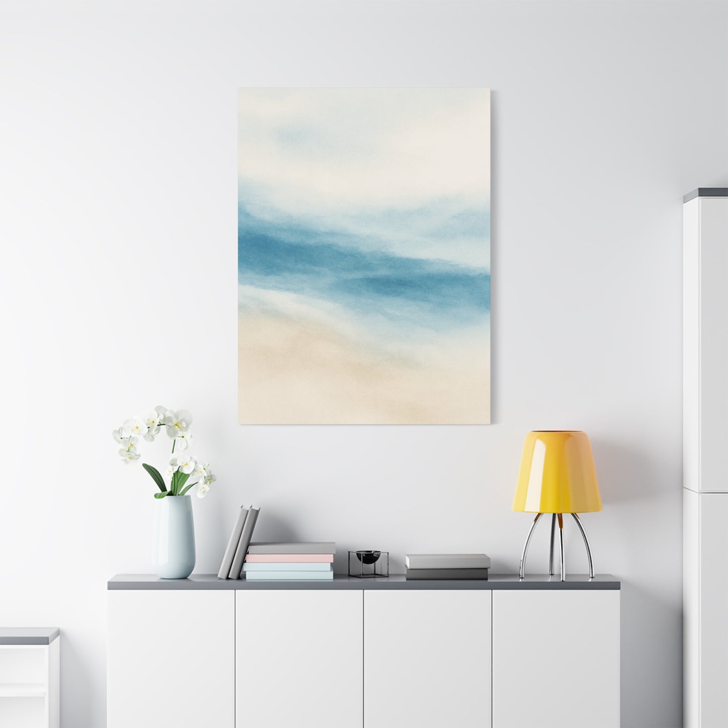 Lienzo decorativo de pared en acuarela azul Océano 2 - Acabado mate estirado